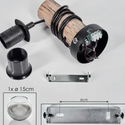 Applique murale - Verre 15 cm Koyoto Écru, Noir, 1 lumière