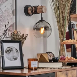 Applique murale - Verre 15 cm Koyoto Écru, Noir, 1 lumière