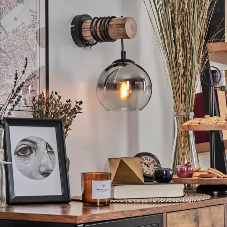 Applique murale - Verre 15 cm Koyoto Écru, Noir, 1 lumière