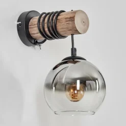 Applique murale - Verre 15 cm Koyoto Écru, Noir, 1 lumière