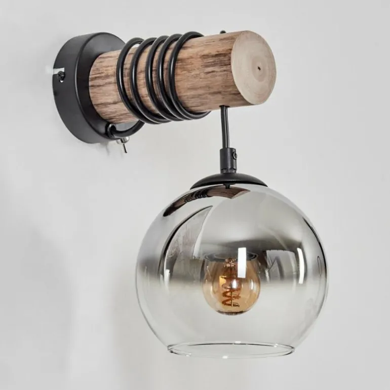 Applique murale - Verre 15 cm Koyoto Écru, Noir, 1 lumière