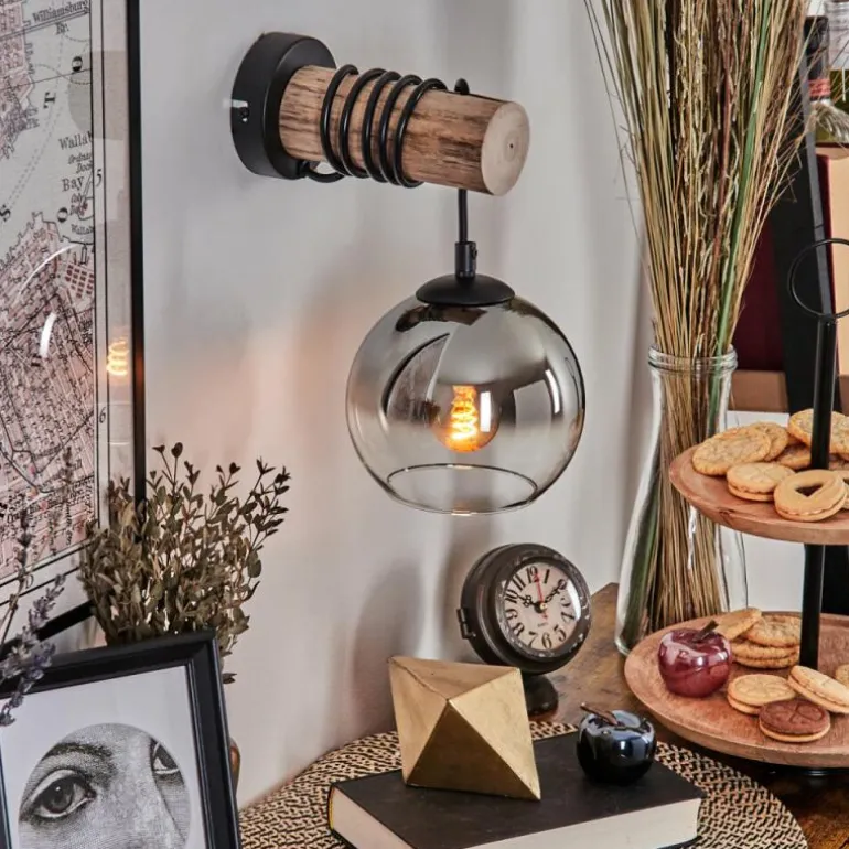 Applique murale - Verre 15 cm Koyoto Écru, Noir, 1 lumière