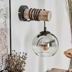 Applique murale - Verre 15 cm Koyoto Écru, Noir, 1 lumière