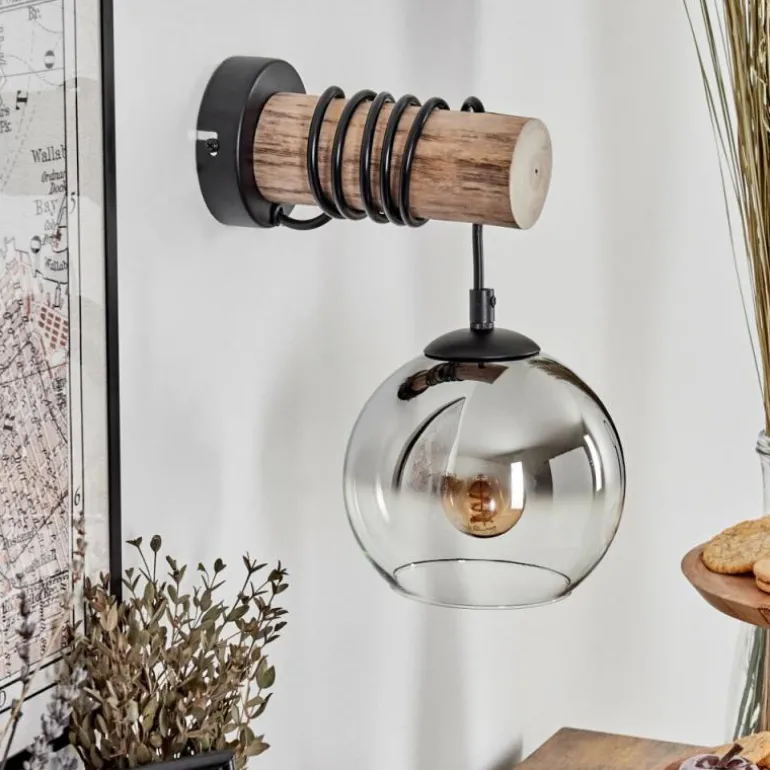 Applique murale - Verre 15 cm Koyoto Écru, Noir, 1 lumière