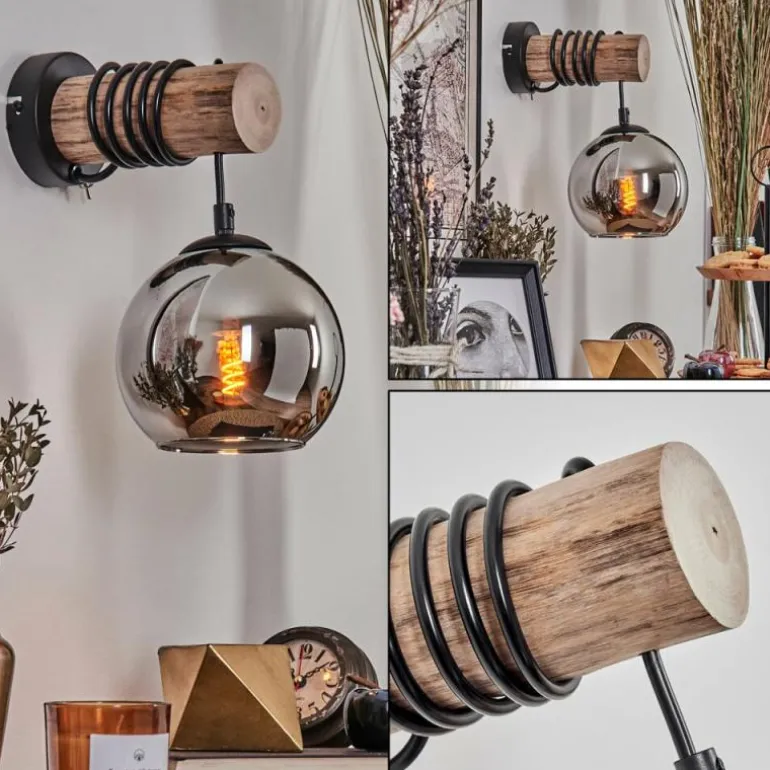 Applique murale - Verre 15 cm Koyoto Écru, Noir, 1 lumière