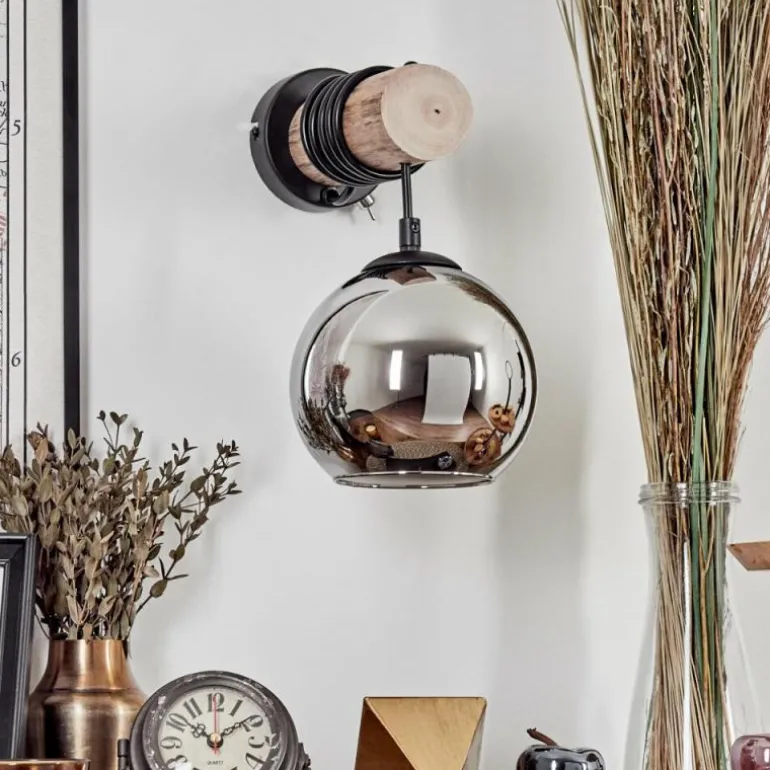 Applique murale - Verre 15 cm Koyoto Écru, Noir, 1 lumière