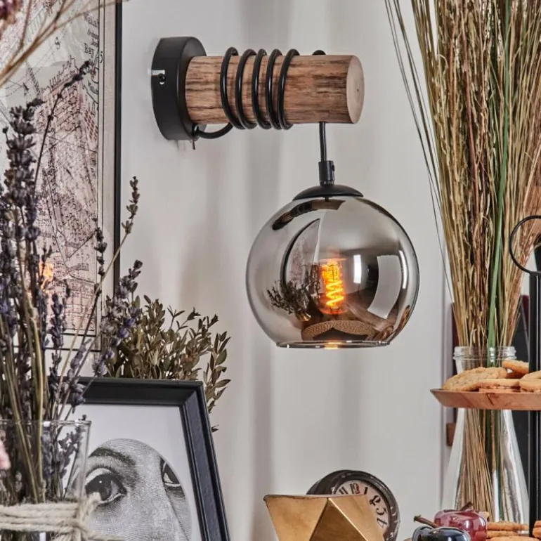 Applique murale - Verre 15 cm Koyoto Écru, Noir, 1 lumière