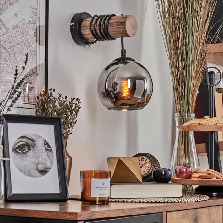 Applique murale - Verre 15 cm Koyoto Écru, Noir, 1 lumière