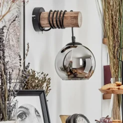 Applique murale - Verre 15 cm Koyoto Écru, Noir, 1 lumière