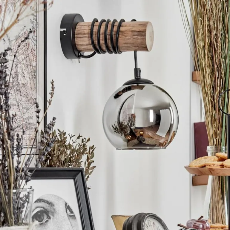 Applique murale - Verre 15 cm Koyoto Écru, Noir, 1 lumière