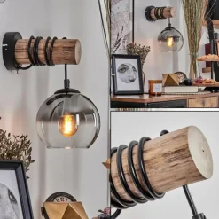 Applique murale - Verre 15 cm Koyoto Écru, Noir, 1 lumière