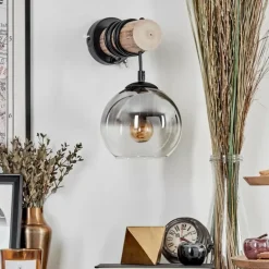 Applique murale - Verre 15 cm Koyoto Écru, Noir, 1 lumière