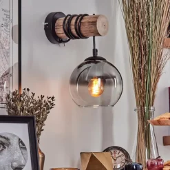 Applique murale - Verre 15 cm Koyoto Écru, Noir, 1 lumière