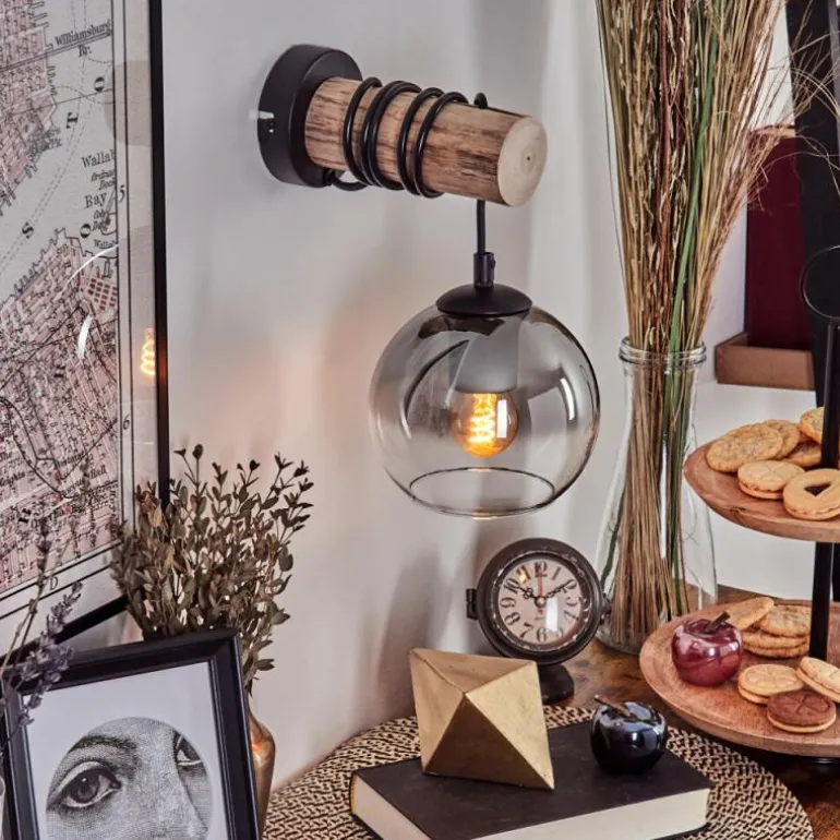 Applique murale - Verre 15 cm Koyoto Écru, Noir, 1 lumière