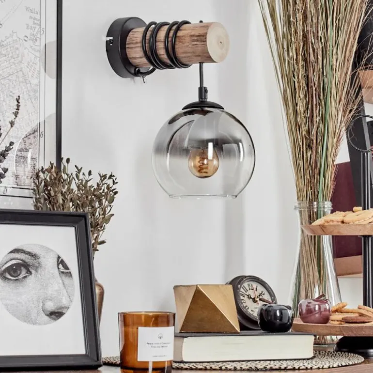 Applique murale - Verre 15 cm Koyoto Écru, Noir, 1 lumière