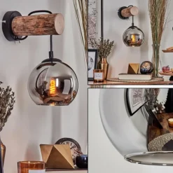 Applique murale - Verre 15 cm Koyoto Écru, Noir, 1 lumière