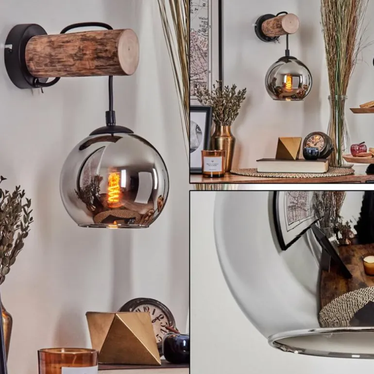 Applique murale - Verre 15 cm Koyoto Écru, Noir, 1 lumière