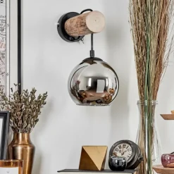 Applique murale - Verre 15 cm Koyoto Écru, Noir, 1 lumière