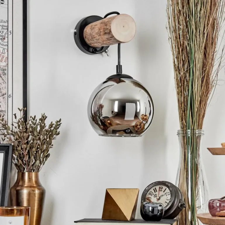 Applique murale - Verre 15 cm Koyoto Écru, Noir, 1 lumière