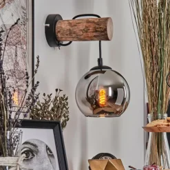 Applique murale - Verre 15 cm Koyoto Écru, Noir, 1 lumière