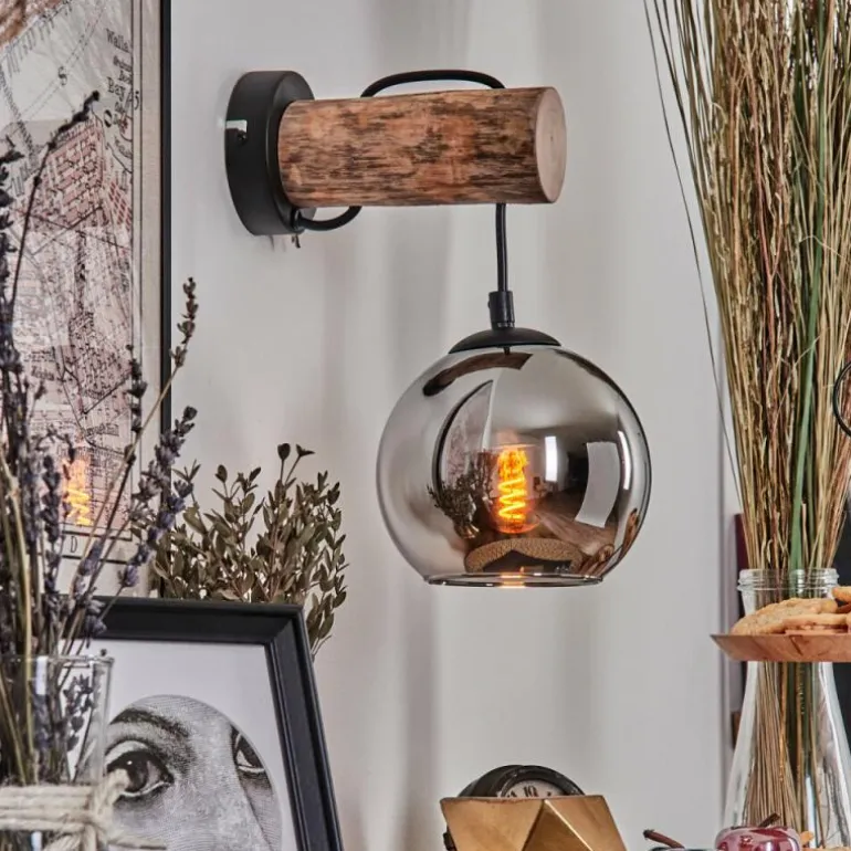 Applique murale - Verre 15 cm Koyoto Écru, Noir, 1 lumière