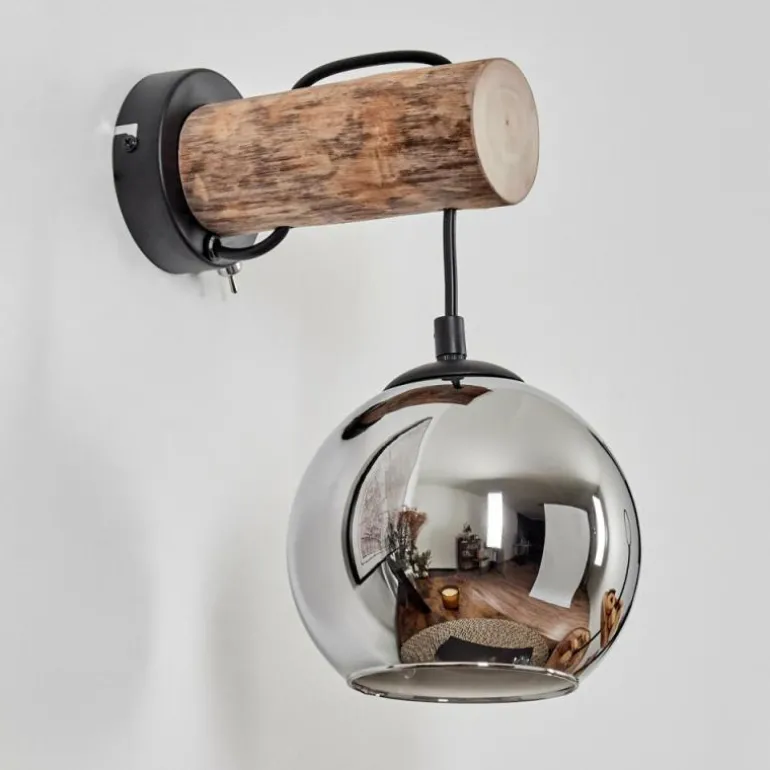 Applique murale - Verre 15 cm Koyoto Écru, Noir, 1 lumière