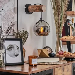 Applique murale - Verre 15 cm Koyoto Écru, Noir, 1 lumière