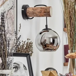 Applique murale - Verre 15 cm Koyoto Écru, Noir, 1 lumière