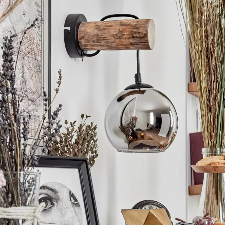 Applique murale - Verre 15 cm Koyoto Écru, Noir, 1 lumière