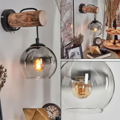 Applique murale - Verre 15 cm Koyoto Écru, Noir, 1 lumière