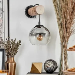 Applique murale - Verre 15 cm Koyoto Écru, Noir, 1 lumière