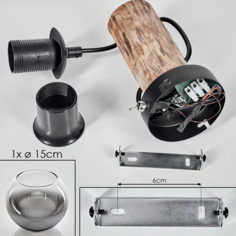 Applique murale - Verre 15 cm Koyoto Écru, Noir, 1 lumière