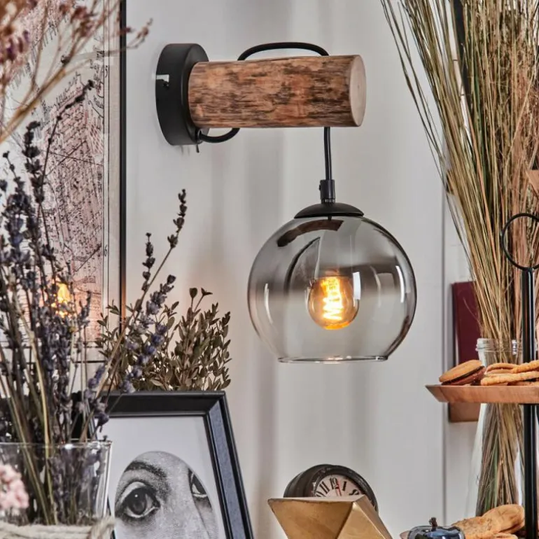 Applique murale - Verre 15 cm Koyoto Écru, Noir, 1 lumière