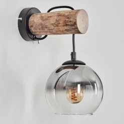 Applique murale - Verre 15 cm Koyoto Écru, Noir, 1 lumière