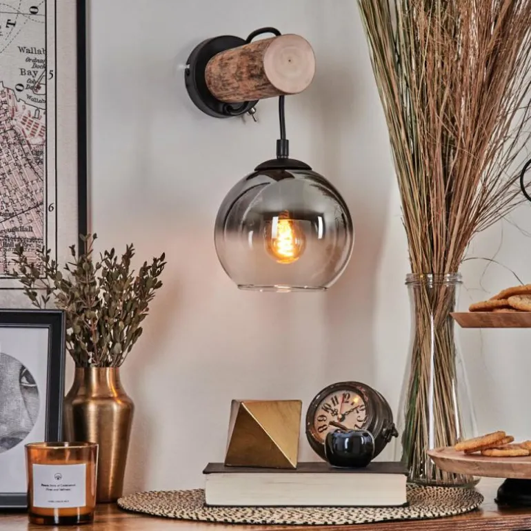 Applique murale - Verre 15 cm Koyoto Écru, Noir, 1 lumière