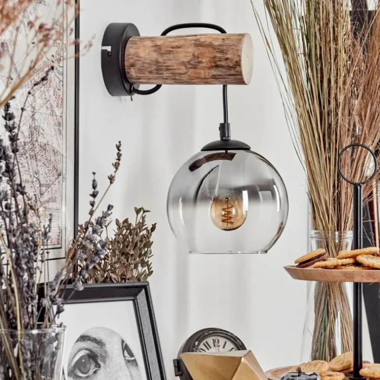 Applique murale - Verre 15 cm Koyoto Écru, Noir, 1 lumière