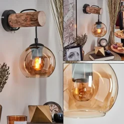 Applique murale - Verre 15 cm Koyoto Écru, Noir, 1 lumière