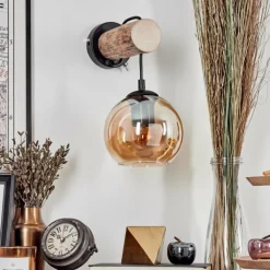 Applique murale - Verre 15 cm Koyoto Écru, Noir, 1 lumière