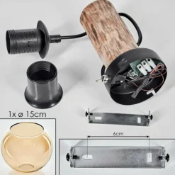 Applique murale - Verre 15 cm Koyoto Écru, Noir, 1 lumière