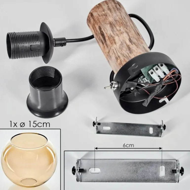 Applique murale - Verre 15 cm Koyoto Écru, Noir, 1 lumière