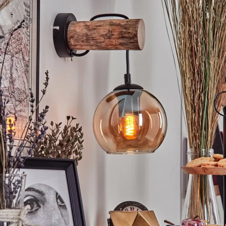 Applique murale - Verre 15 cm Koyoto Écru, Noir, 1 lumière