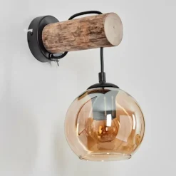 Applique murale - Verre 15 cm Koyoto Écru, Noir, 1 lumière