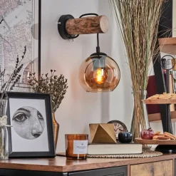 Applique murale - Verre 15 cm Koyoto Écru, Noir, 1 lumière