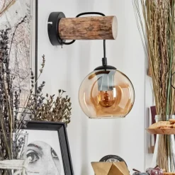 Applique murale - Verre 15 cm Koyoto Écru, Noir, 1 lumière