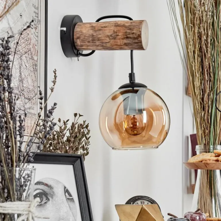 Applique murale - Verre 15 cm Koyoto Écru, Noir, 1 lumière