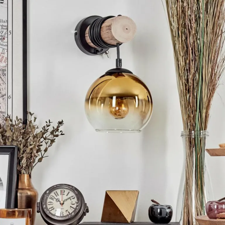 Applique murale - Verre 15 cm Koyoto Écru, Noir, 1 lumière