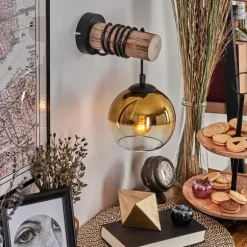 Applique murale - Verre 15 cm Koyoto Écru, Noir, 1 lumière