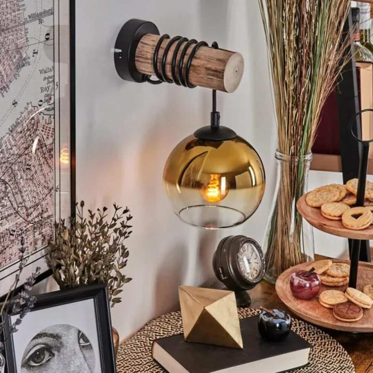 Applique murale - Verre 15 cm Koyoto Écru, Noir, 1 lumière