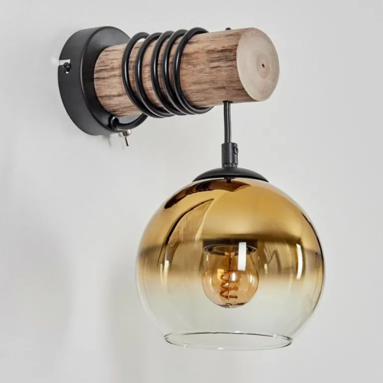 Applique murale - Verre 15 cm Koyoto Écru, Noir, 1 lumière