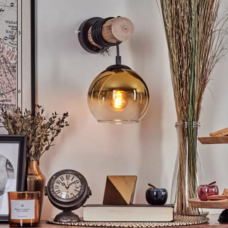 Applique murale - Verre 15 cm Koyoto Écru, Noir, 1 lumière